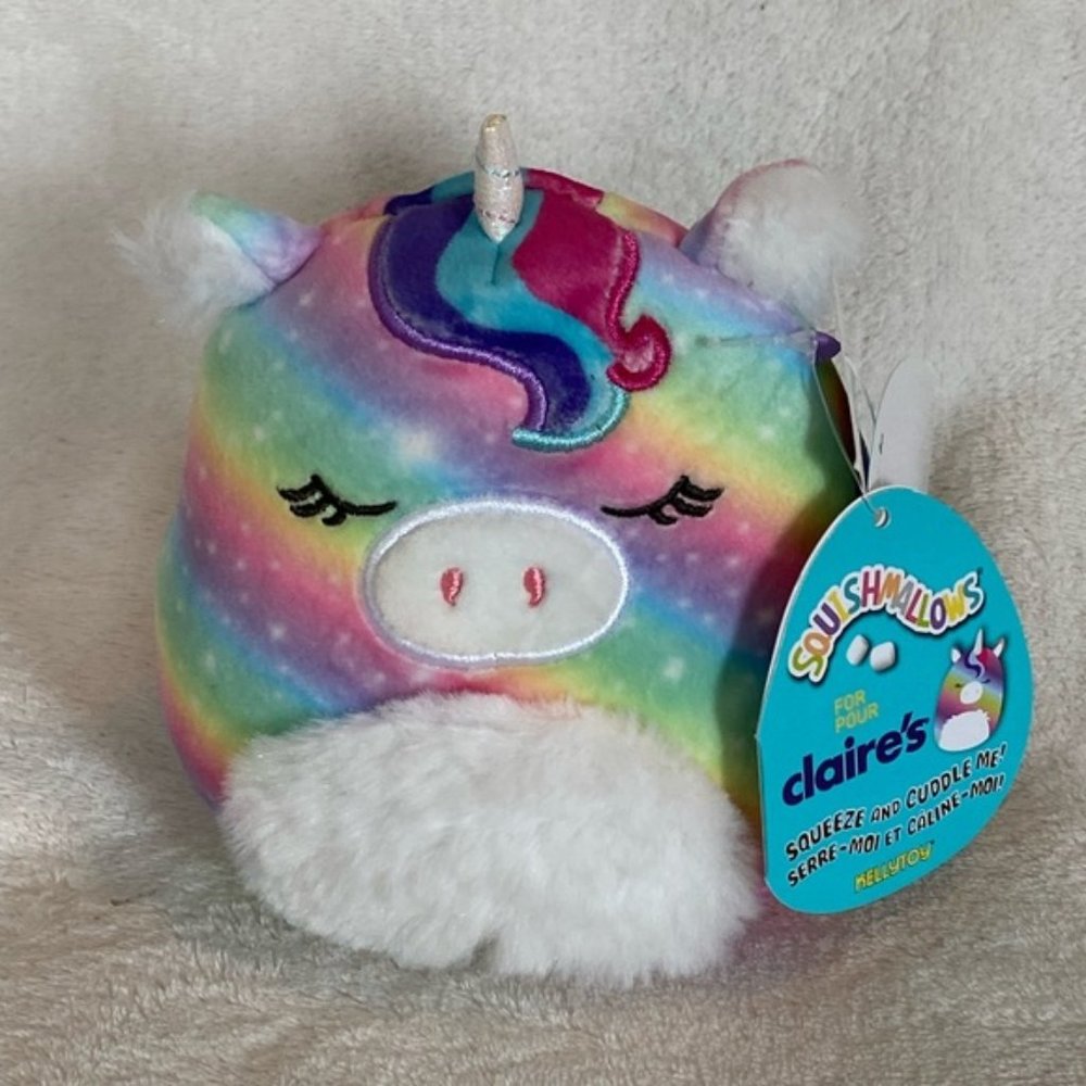 NEW Squishmallows Clarissa The Unicorn Claires Exclusive Multi Color Rainbow 5”